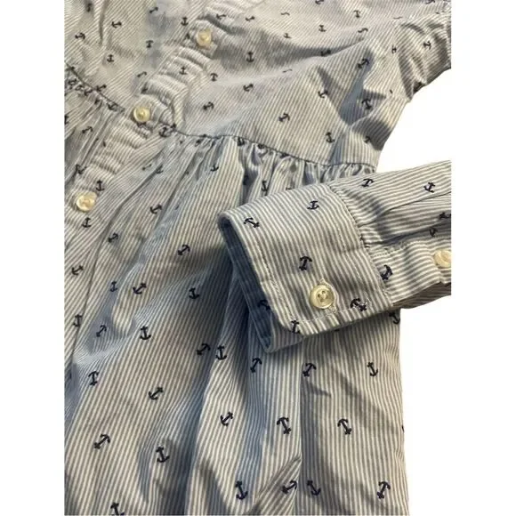 Polo Ralph Lauren Girls' Blue Anchor Print Shirtdress Size 6 Casual - Picture 2 of 5